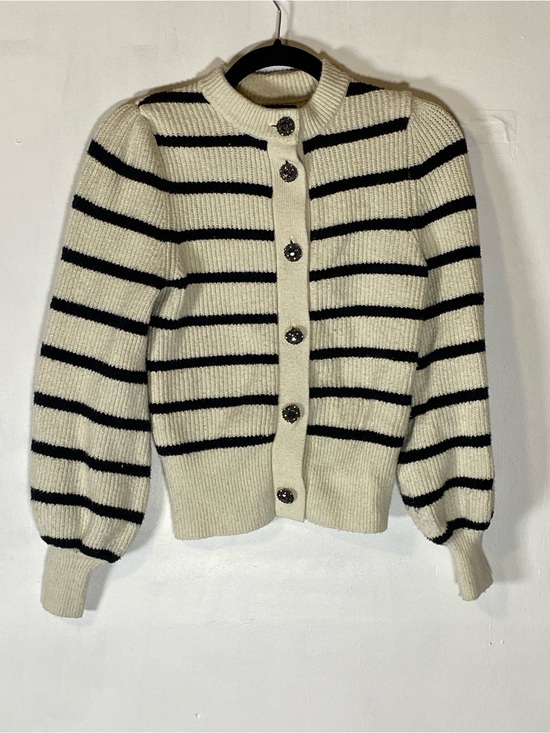 Who What Wear Sweaters - Who What Wear Striped Puff Sleeve Cardigan Sweater Cottagecore Preppy S